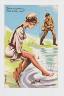 Humoristique - Femme Pin´up Sexy Jambes Nues Canne à Pêche Pêcheur Hameçon - Carriere 1402 - Carrière, Louis