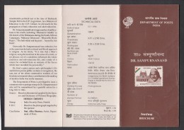 INDIA, 1994, Dr Sampurnanand, , Freedom Fighter And Educationist,  Folder - Covers & Documents