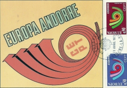PRINCIPAUTE D'ANDORRE - PRINCIPAT - EUROPA 1973 - Timbre Jour D'émission - Cartes-Maximum (CM)