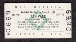 Railway Platform Ticket ASH VALE BRB(S) Green Diamond Edmondson - Europa