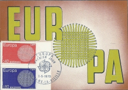 PRINCIPAUTE D'ANDORRE - PRINCIPAT - EUROPA 1970 - Timbre Jour D'émission - Cartes-Maximum (CM)