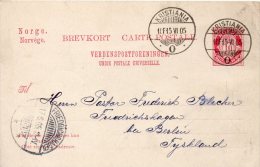 NORVEGE ENTIER POSTAL POUR L'ALLEMAGNE 1905 - Postwaardestukken
