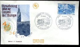 FDC 10/11/84 :  Conseil De L'Europe à STRASBOURG  (2 Enveloppes) - Institutions Européennes