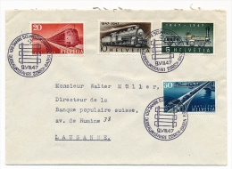 SUISSE - Enveloppe Affranchissement Composé Trains - 1947 - Jubilé Zürich Baden - Briefe U. Dokumente