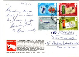 TEL-L34 - JERSEY Carte Postale Avec Série UNION POSTALE UNIVERSELLE 1974 - Jersey