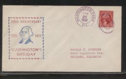 USA 1932 GEORGE WASHINGTON BICENTENNIAL COVER WASHINTON PARK ILLINOIS PRESIDENT AMERICAN INDEPENDENCE - George Washington