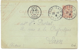 LBL23-  PORT SAÏD EPRP CP MOUCHON 10c PARTIE REPONSE UTILISEE A PORT SAÏD POUR LAON LE 23/12/1918 - Used Stamps