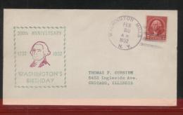 USA 1932 GEORGE WASHINGTON BICENTENNIAL COVER WASHINGTON MILLS NEW YORK PRESIDENT AMERICAN INDEPENDENCE - George Washington