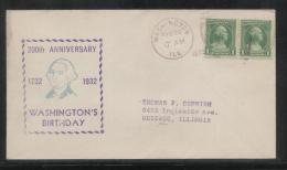 USA 1932 GEORGE WASHINGTON BICENTENNIAL COVER WASHINGTON ILLINOIS PRESIDENT AMERICAN INDEPENDENCE - George Washington