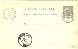 LBL23 - COTE D'IVOIRE EP CP ALLEGORIE 10c ASSINIÈ / COMPIEGNE 23/5/1896 NON ECRITE - Usados