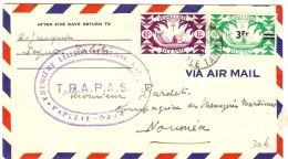 LBL23 - OCEANIE LETTRE AERIENNE PAEETE / NOUMEA  NOVEMBRE 1947  CACHET T.R.A.P.A.S. - Airmail