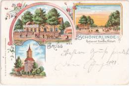 Gruss Aus Wandlitz Schönerlinde Color Litho Restaurant Hermann Wichert Dorfstraße 15.8.1899 Gelaufen - Wandlitz