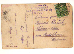 CARTE POSTALE - 1915 - CENSURE MILITAIRE - ZENSURIERT K.U.K MILITARZEN - CILLI - 5 HELLER - - Máquinas Franqueo (EMA)