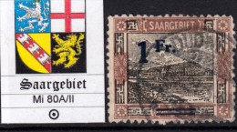 SAARGEBIET - Mi 80A/II - Kv 150 Euro - LUXUS GESTEMPELT - USED - Sudetenland