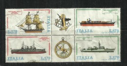 ITALIA REPUBBLICA ITALY REPUBLIC 1978 COSTRUZIONI NAVALI NAVI ITALIANE SHIPS SHIPBUILDING BLOCCO BLOCK USATO USED - Blokken & Velletjes