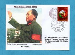 Algeria China, Circulated Cover + Topical Cancel, Mao Tse Tung, 55th Anniv. Diplomatic Relations Algerie Chine 2013 - Mao Tse-Tung