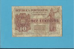 CÉDULA De 10 CENTAVOS - SÉRIE A26 - CASA DA MOEDA - PORTUGAL - EMERGENCY PAPER MONEY - NOTGELD - Portugal