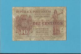 CÉDULA De 10 CENTAVOS - SÉRIE A38 - CASA DA MOEDA - PORTUGAL - EMERGENCY PAPER MONEY - NOTGELD - Portugal