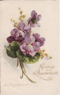 Carte Postale Fantaisie C.KLEIN - VIOLETTE  - FLEUR - Heureux Anniversaire - Illustrateur - VOIR 2 SCANS - - Klein, Catharina