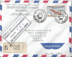 Liaison Commémorative  France - Polynésie  Par TAI  Vers  Tahiti - First Flight Covers