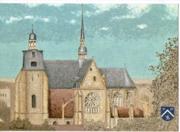 CPM   28         NOGENT LE ROI       EGLISE SAINT SULPICE      BLASON    PASTEL DE ROBERT RENARD - Nogent Le Roi