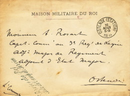 892/21 -  Lettre En Franchise Maison Militaire Du Roi OSTENDE 1894 - Cachet Aide De CAmp De Service - Franchise