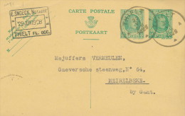 898/21 -  Entier Postal Houyoux THIELT 1928 - Cachet Privé Notaire Snoeck - Cartes Postales 1909-1934