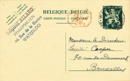 900/21 -  Entier Postal Lion V WATERLOO 1946 - Cachet Privé Pharmacien Allard - Postcards 1934-1951