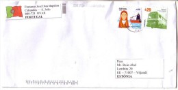 GOOD PORTUGAL Postal Cover To ESTONIA 2013 - Good Stamped: Woman ; Bus - Lettres & Documents