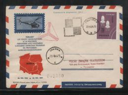 POLAND 1964 HELICOPTER FLIGHT COVER 20TH ANNIV 1ST MILITARY FLIGHT COVER TYPE 1 WARKA RECEIVER (c) - Aviones