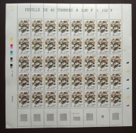 FRANCE 1995 FEUILLE COMPLETE DE 40 TIMBRES SERIE ARTS OISEAUX DE J.J. AUDUBON PIGEONS A  QUEUE PAYEE 2930** ; - Feuilles Complètes