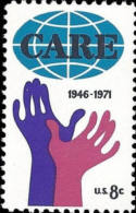 1971 USA CARE 25th Anniversary Stamp Sc#1439 Joint Relief Hand - Secourisme