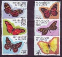 GUINEE Republique PAPILLONS Serie Complete 6 Valeurs + 1 Bloc Emis En 1998, Oblitéré( 2 Scans) - Schmetterlinge