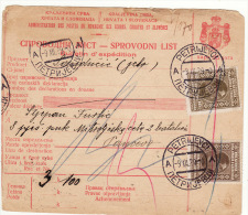 Carte Envoi Colis Administration Des Postes Du Royaume Des Serbes Croates Et Slovènes 1929 Petrijevci - Usati