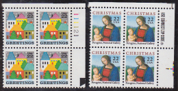 USA Scott 2344-45, 2367-68, 2428 Plate Blocks 5 In All Face Value $4.25 Mint NH Xmas - Numero Di Lastre