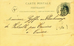 024/22 - Entier Postal Lion Couché MONT ST GUIBERT 1892 - Boite Rurale Y - Origine NIL ST VINCENT - Rural Post