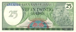 BILLET # SURINAM # 25 GULDENS  # 1985  # PICK 37 # NEUF # - Surinam