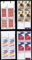 USA Scott 2143, 2145, 2146, 2147, 2159, 2204, 2224, 2235-8 Plate Blocks MNH ( - Números De Placas