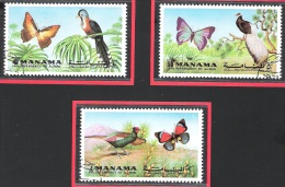 Manama 1972 MiNr.1226-1231 Vögel,Schmetterlinge ( 1285 ) - Manama