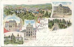 Gruss Aus Böhmisch Kamnitz Color Litho Turnhalle Nolde Sparcasse Ceska Kamenice 11.8.1898 - Boehmen Und Maehren