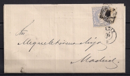 1872, EDIFIL 107, 50 MILÉSIMAS,  DE CADIZ A MADRID, ROMBO DE PUNTOS - Storia Postale