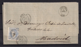 1872, EDIFIL 107, 50 MILÉSIMAS,  DE VITORIA A MADRID, ROMBO DE PUNTOS. - Storia Postale