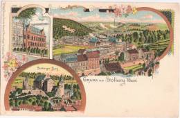 Gruss Aus STOLBERG Rheinland Color Litho Bahnhof Post Ungeteilte Rückseite 1905 Oder Früher Datiert 16.7.1919 - Stolberg