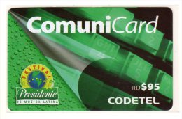 REPUBLIQUE DOMINICAINE CARAIBES PREPAYEE 95$ COMMUNICARD CODETEL Festival De Musique - Dominik. Republik