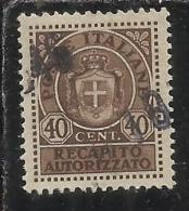 ITALIA REGNO ITALY KINGDOM 1945 LUOGOTENENZA RECAPITO AUTORIZZATO 40 CENTESIMI TIMBRATO USED - Recapito Autorizzato