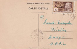 1943 CARTE  GENERAL DE GAULE AVEC 80c LIBRE CONGO POINTE NOIRE Pour BANGUI /3237 - Cartas & Documentos