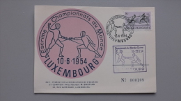 Luxemburg 500 Yt 460 Maximumkarte MK/MC, SST 10.6.1954, Mit Cachet Der Fecht-WM, Fecht-WM In Luxemburg - Cartes Maximum