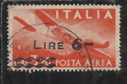 ITALY REPUBLIC ITALIA REPUBBLICA 1947 POSTA AEREA DEMOCRATICA AIR MAIL SOPRASTAMPATO LIRE 6 SU 3,20 USATO USED OBLITERE´ - Poste Aérienne