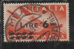 ITALY REPUBLIC ITALIA REPUBBLICA 1947 POSTA AEREA DEMOCRATICA AIR MAIL SOPRASTAMPATO LIRE 6 SU 3,20 USATO USED OBLITERE´ - Poste Aérienne