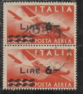 ITALY REPUBLIC ITALIA REPUBBLICA 1947 POSTA AEREA DEMOCRATICA AIR MAIL SOPRASTAMPATO LIRE 6 SU 3,20 USATO USED OBLITERE´ - Poste Aérienne